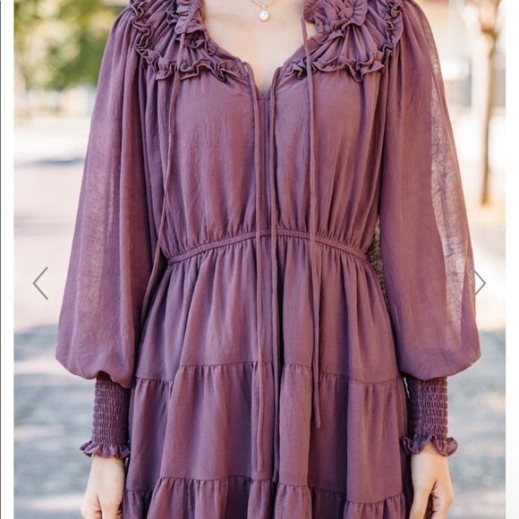 On The Up And Up Mauve Pink Tiered Dress - Picture 3 of 3